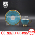 P&T chaozhou factory ,bule color glazed cups and saucers, arabic coffee cups